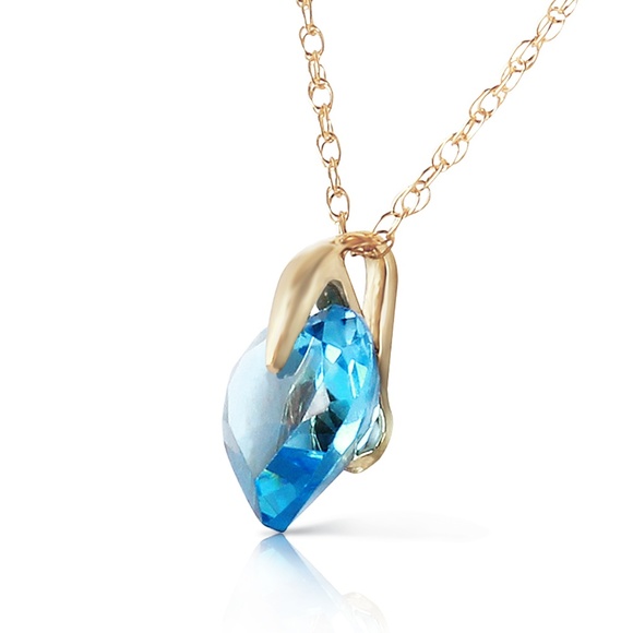 Galaxy Gold Products Jewelry - 14K. SOLID GOLD NECKLACE WITH NATURAL BLUE TOPAZ